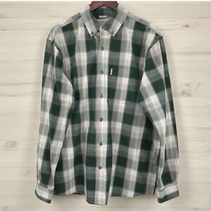Carhartt Mens Relaxed Fit Green Plaid Long Sleeve Button Down Shirt Size Large